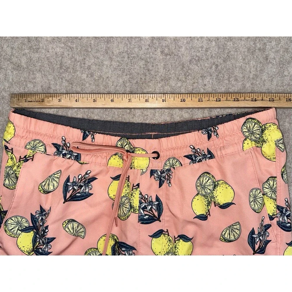 Hurley Men’s Size Small Peach Swim Trunks With Built In Shorts Lemons Pockets